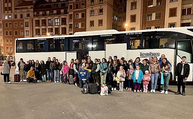 Llegada del autobús a Bilbao la pasada noche.