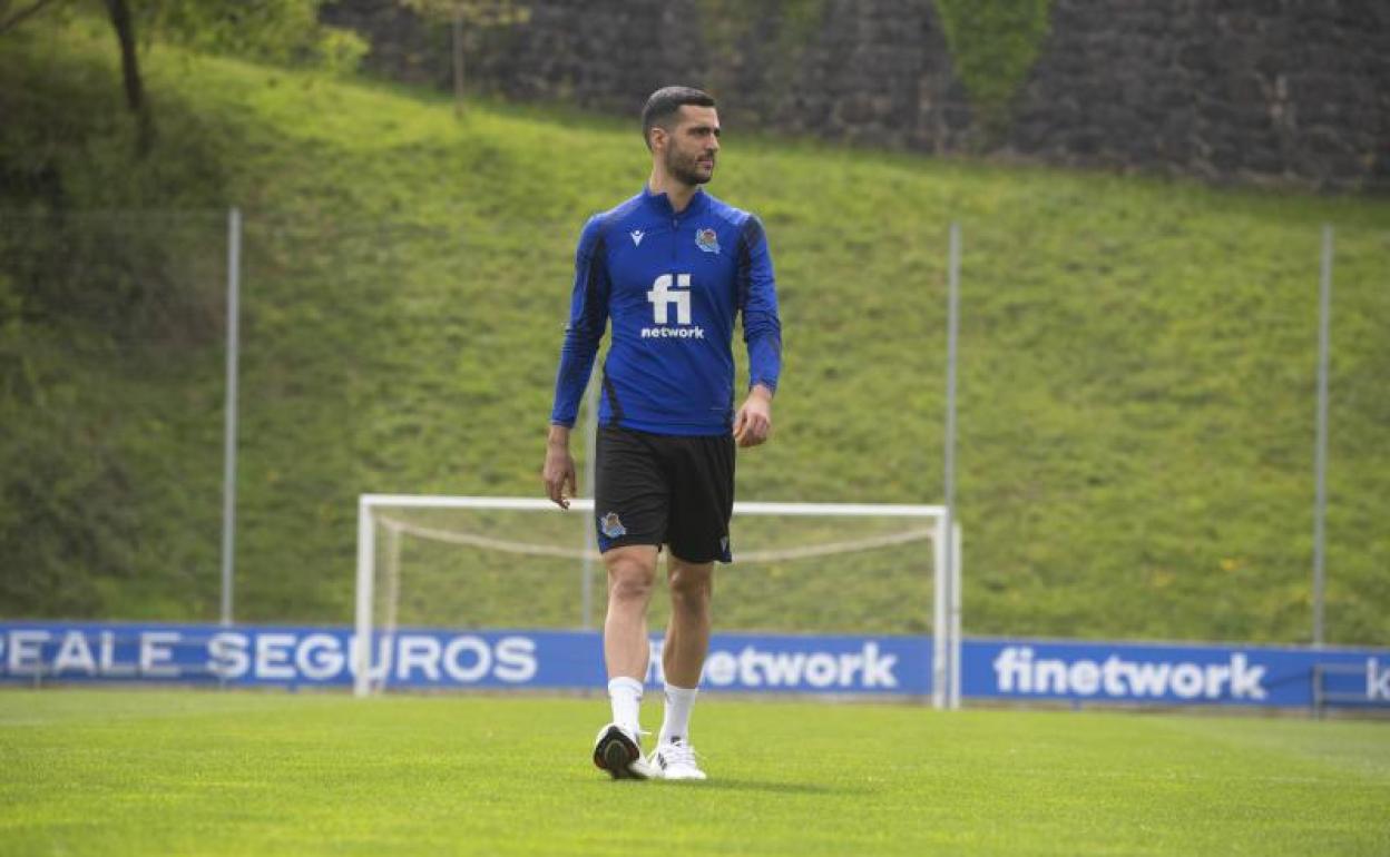 Mikel Merino en una sesión en Zubieta. 