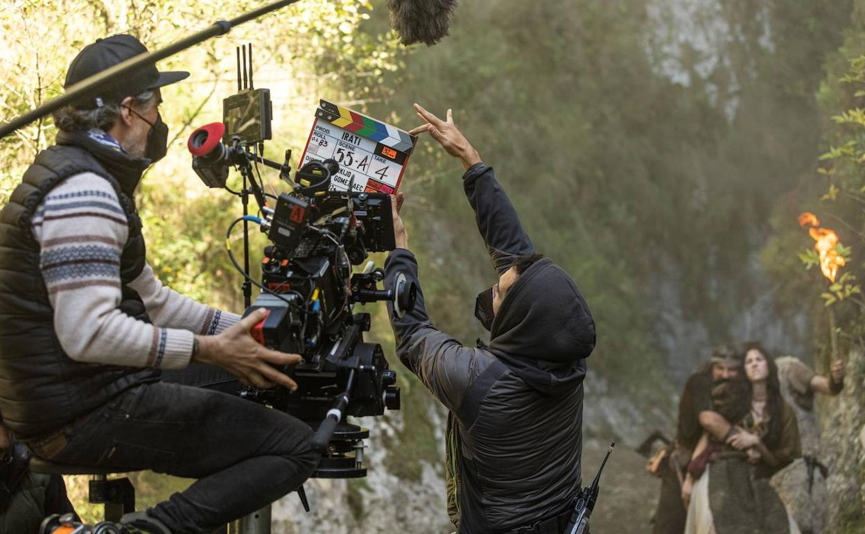 Paul Urkijoren 'Irati'-ren filmatzea, iaz Araban.