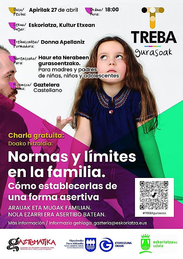 Carteles anunciadores de la última charla en Aretxabaleta y de la primera que se realizará en Eskoriatza. 