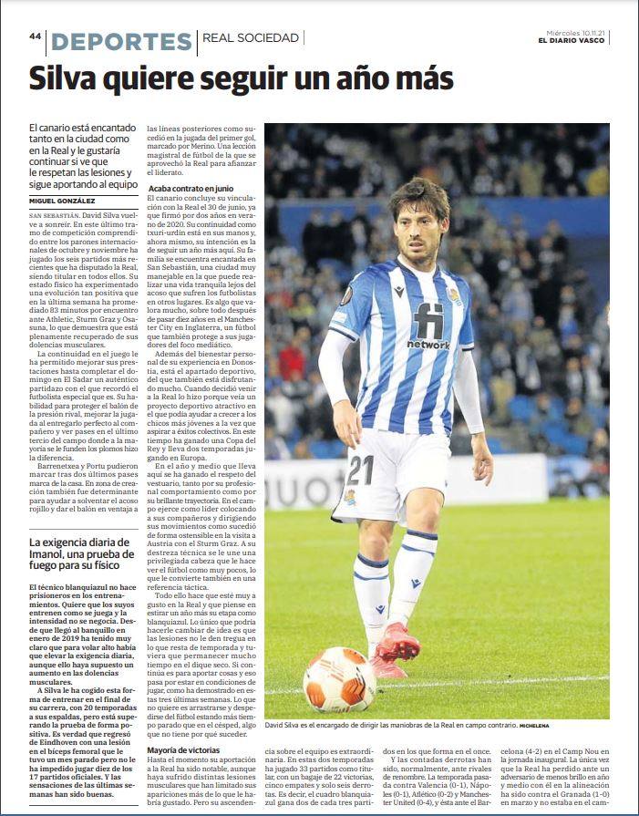 Imagen - Este periódico ya adelantó en noviembre que la intención de Silva era seguir un año más en la Real