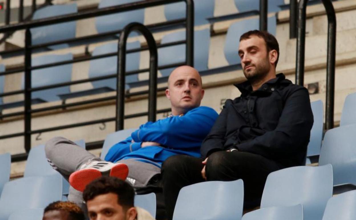 Mikel Odriozola e Iñaki Jiménez, el lunes en Illunbe.