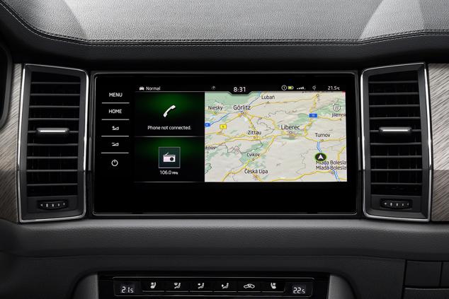 El Skoda Kodiaq cuenta con un navegador en su pantalla central muy intuitivo, ideal para viajar