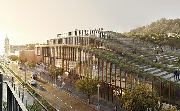 Así será el nuevo edificio del Basque Culinary Center visto desde la Avenida de Navarra.