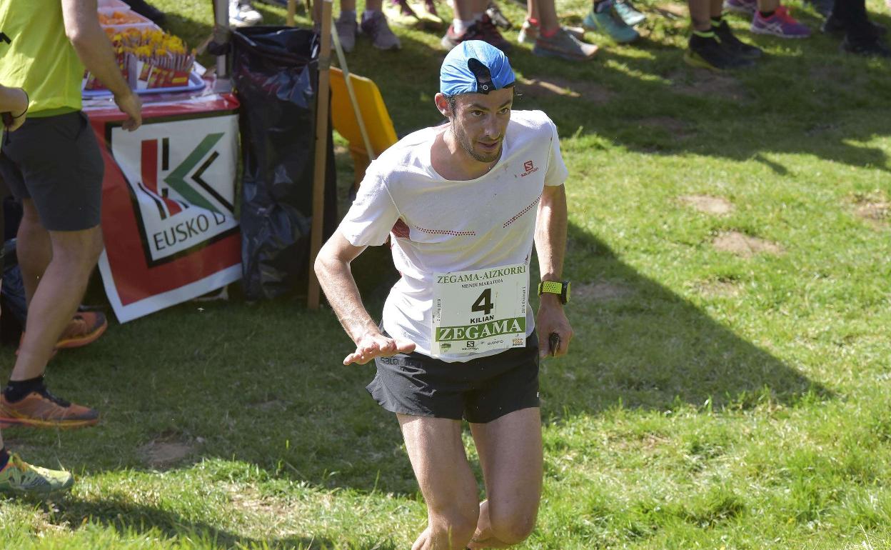 Kilian Jornet, durante la última Zegama-Aizkorri disputada en 2019.