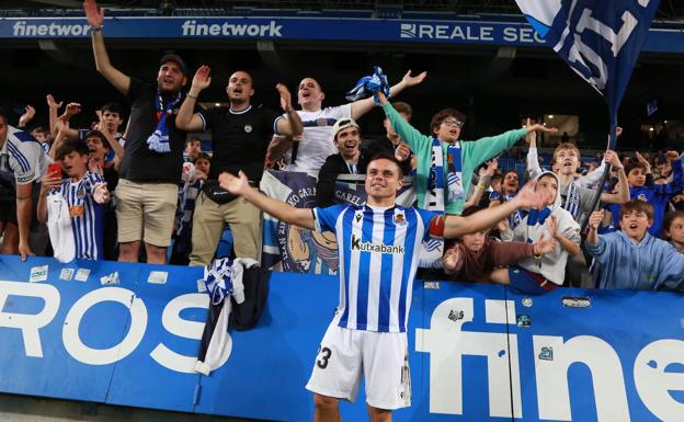 Imagen principal - Tres momentos de la trayectoria de Sangalli en la Real. Desde el primer equipo, el Sanse y el equipo juvenil en la disputa de la Youth League frente al Schalke 04.