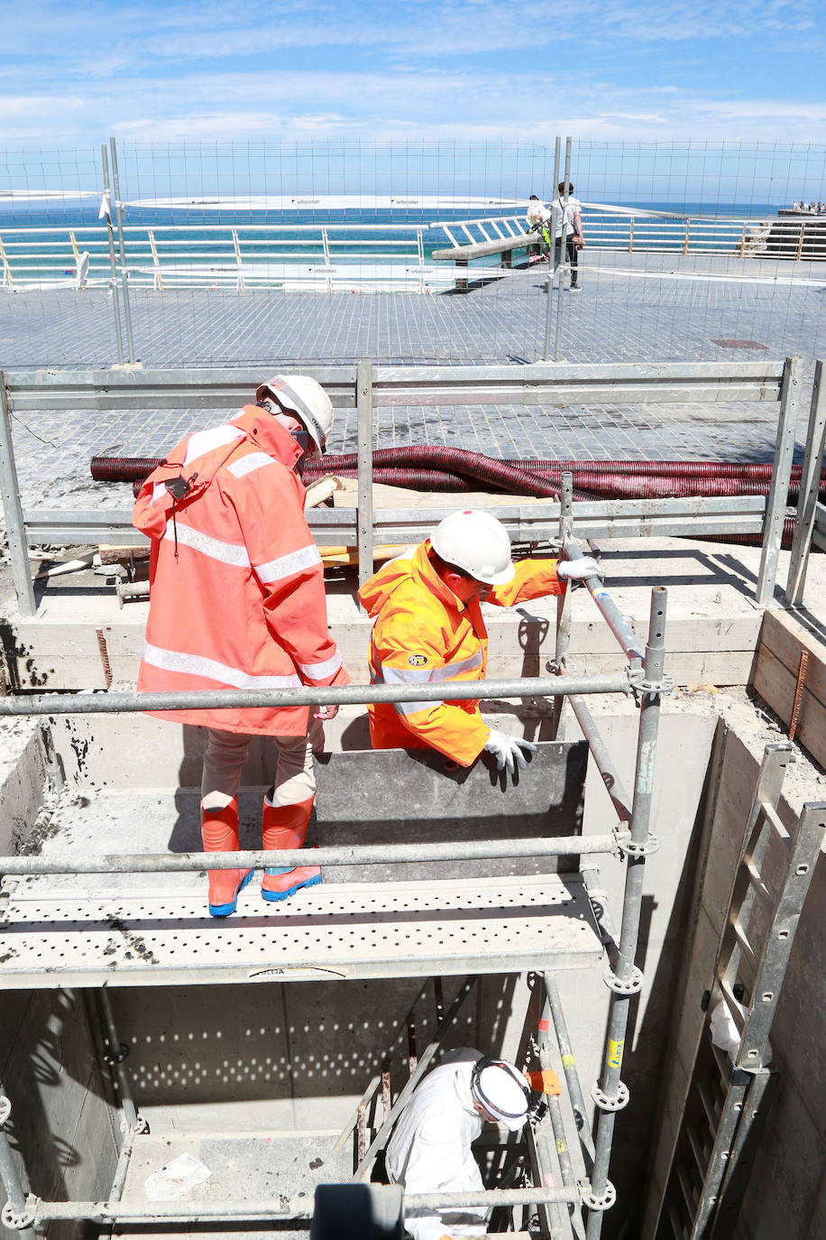 Obras del nuevo colector de aguas residuales que da servicio a Gros, Intxaurrondo, Ulia y Egia. 