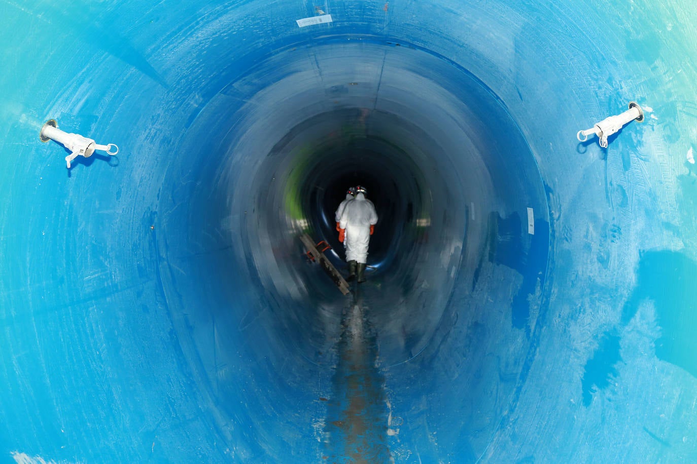 Obras del nuevo colector de aguas residuales que da servicio a Gros, Intxaurrondo, Ulia y Egia. 