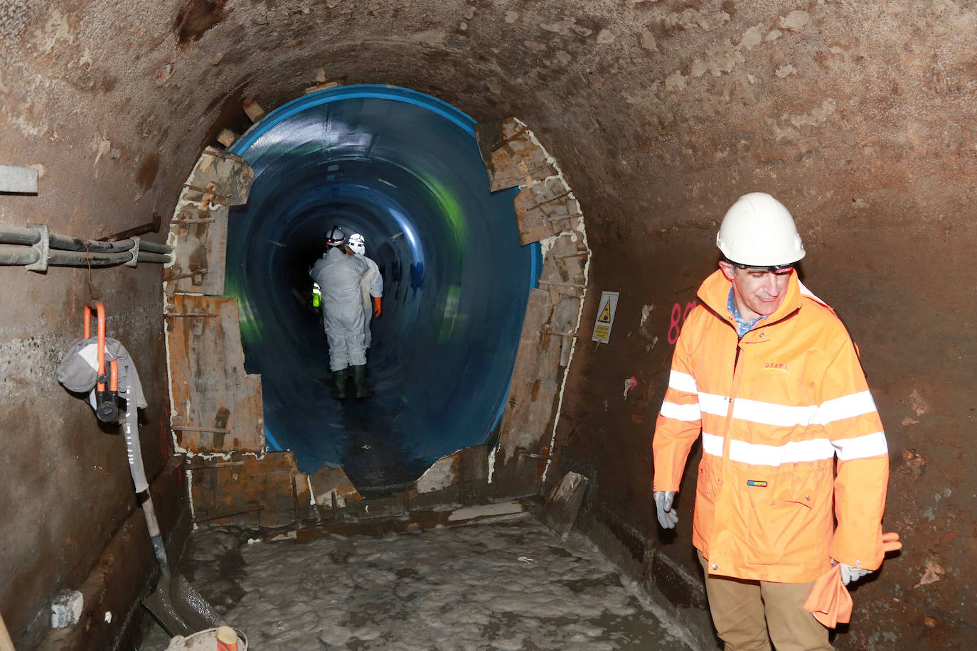 Obras del nuevo colector de aguas residuales que da servicio a Gros, Intxaurrondo, Ulia y Egia. 