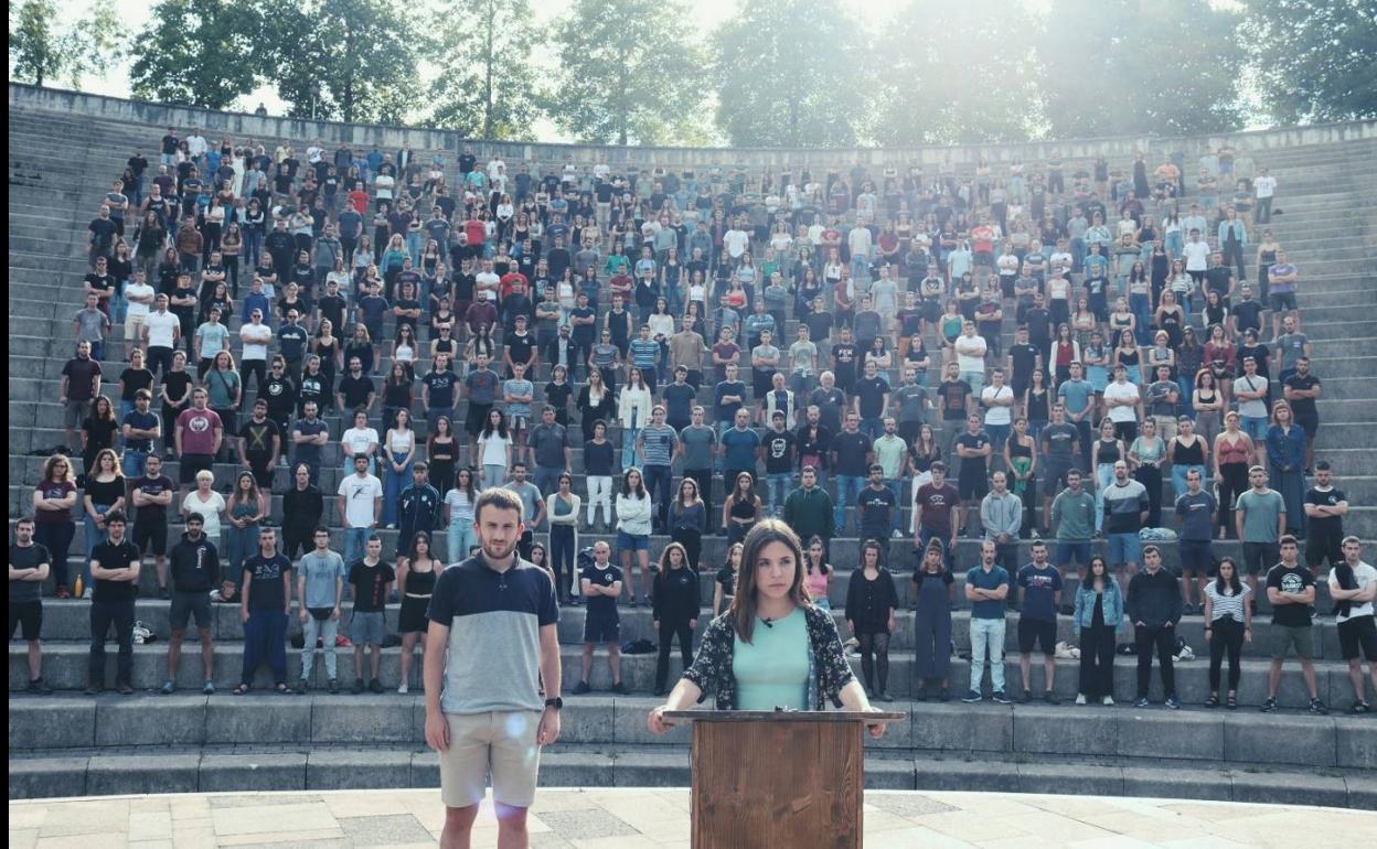 Asamblea de los jóvenes de GKS esta semana en el anfiteatro de Miramon, en Donostia. 