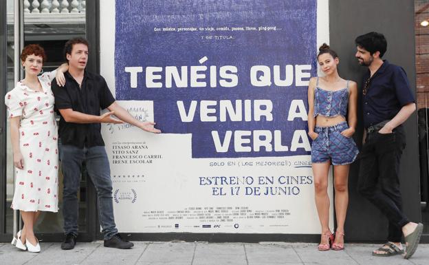 Los actores del filme en la presentación en Madrid.