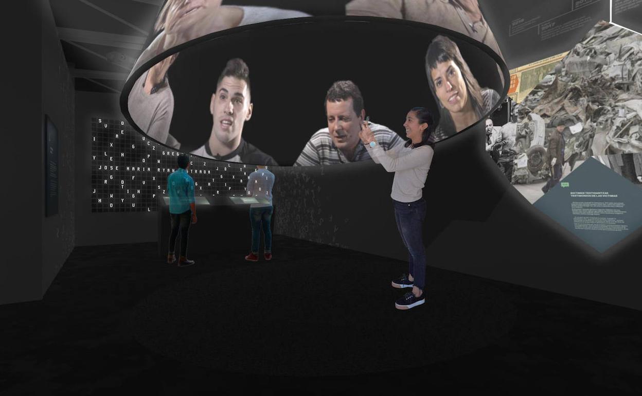 Fotomontaje de uno de los espacios del museo de la Memoria de Gogora.