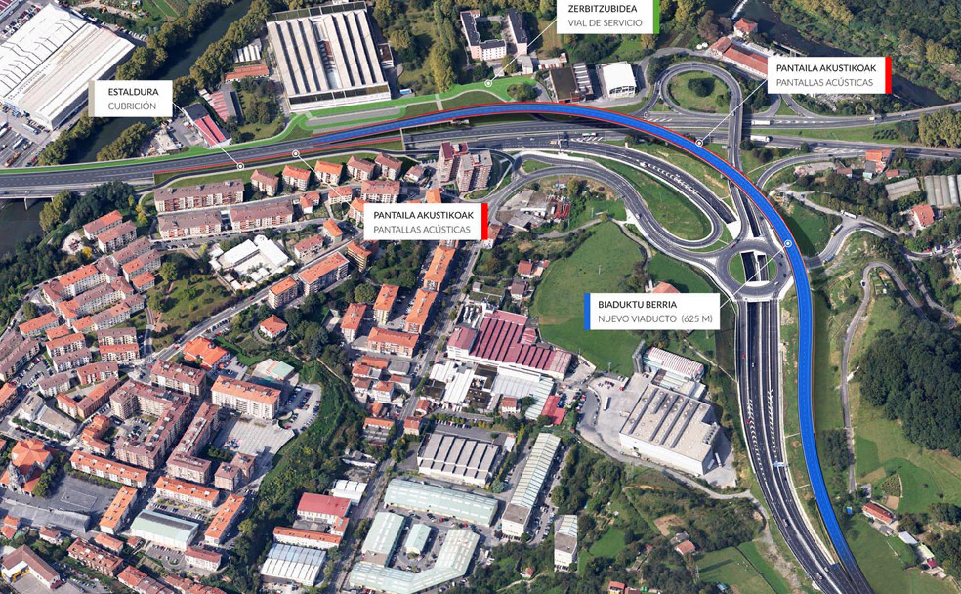 Carreteras de Gipuzkoa: Un viaducto de doble carril sustituirá al 'scalextric' entre la A-15 y la N-I en Andoain