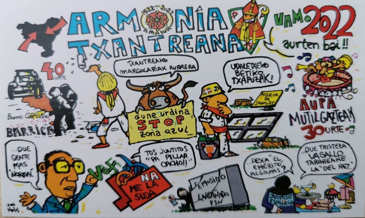 Fotos: Las ácidas y divertidas pancartas de las peñas de San Fermín 2022