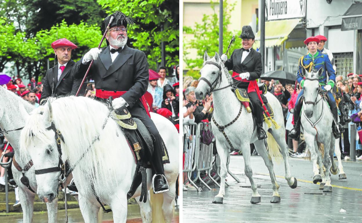 Paco Carrillo, general del desfile tradicional, y Maite Vergara, general del Alarde público