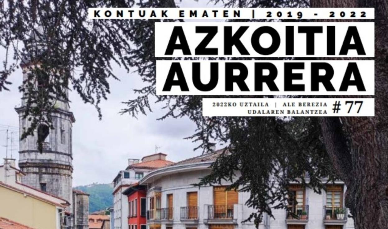 Portada de la revista 'Azkoitia Aurrera. Kontuak ematen'. 