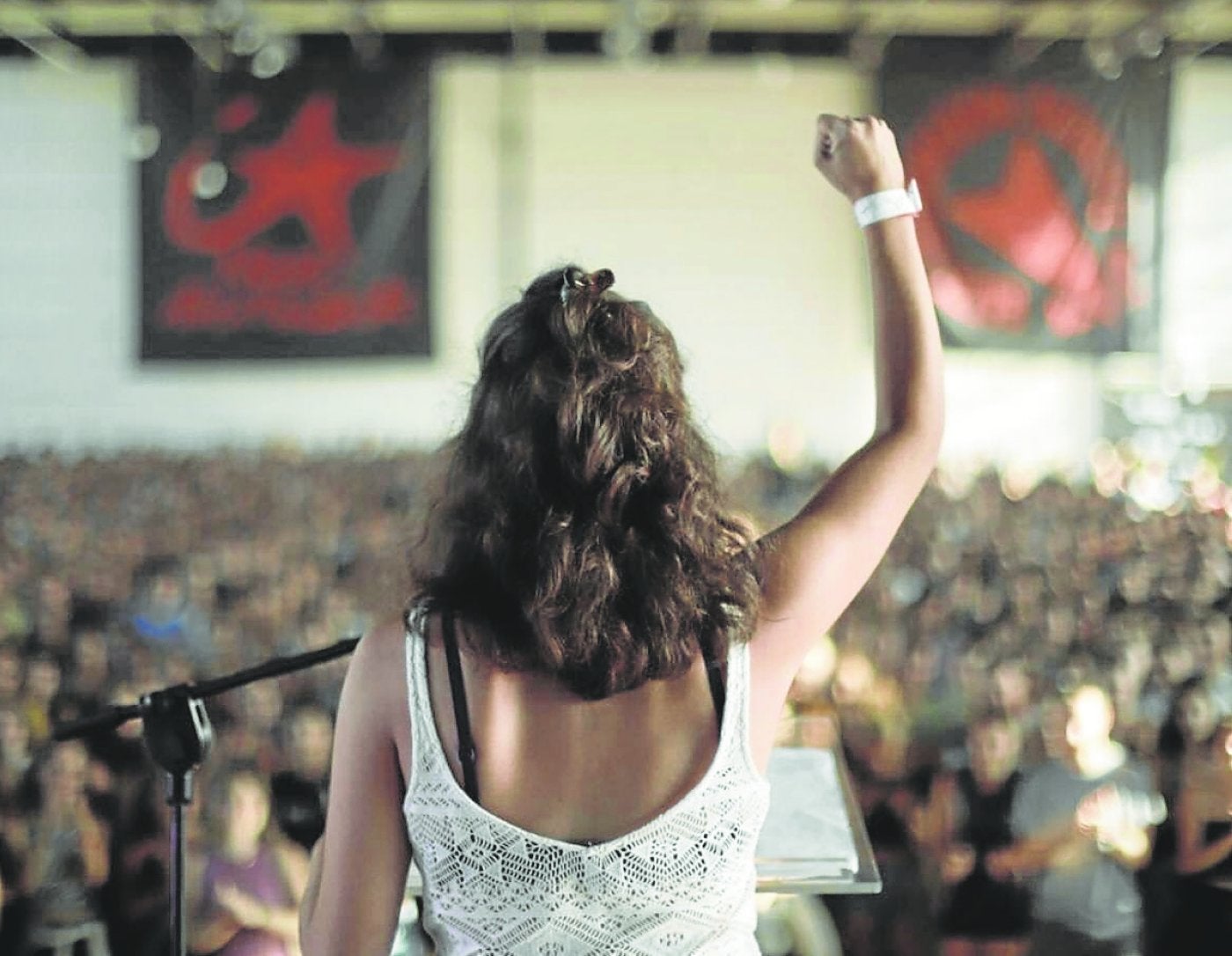 Una de las líderes de GKS interviene en el 'Topagune Sozialista' de Durango, que se clausuró ayer. 