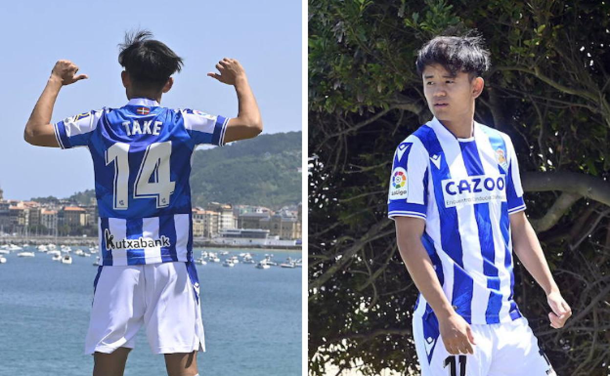 Takefusa Kubo, en su presentación como nuevo jugador de la Real Sociedad.