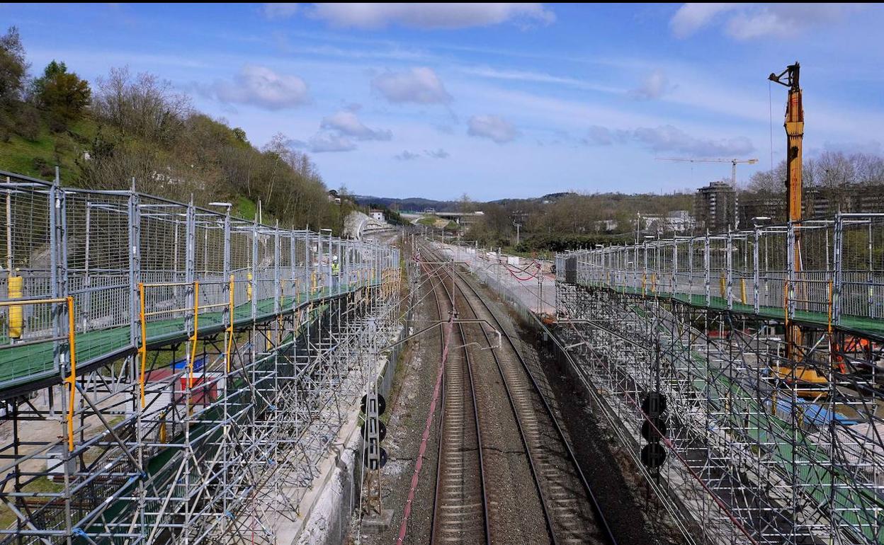 Obras del TAV Astigarraga, en marzo de 2021. 