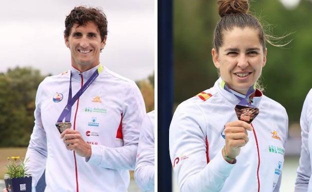 Iñigo Peña y Begoña Lazcano con sus medallas.