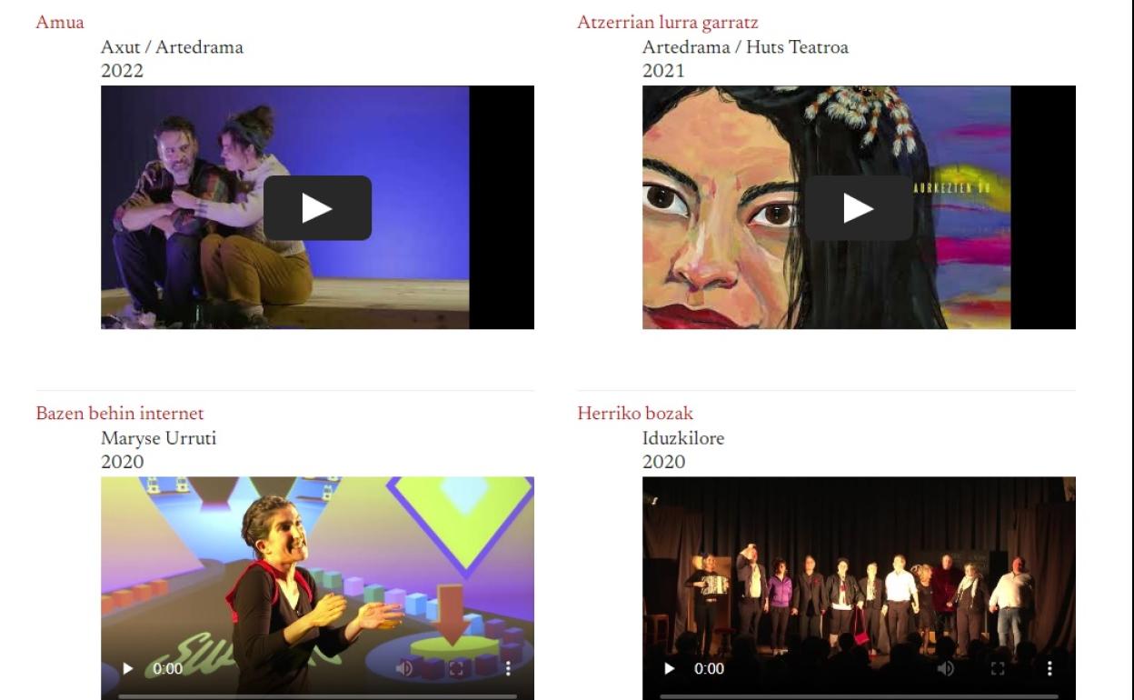 Ikus-entzunezkoen atalean 41 antzezlan daude ikusgai osorik.