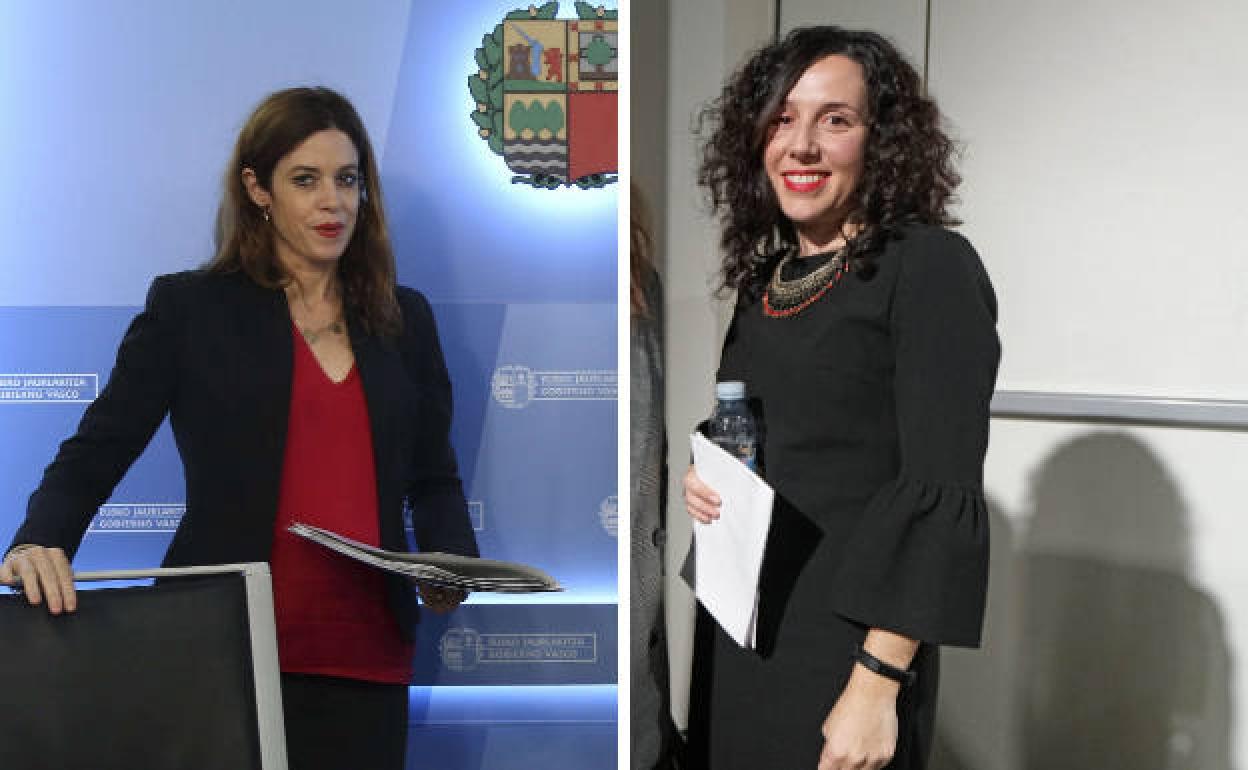 Maider Etxebarria (a la izquierda) y Nora Abete (a la derecha) se postularán para las Alcaldías de Bilbao y Vitoria.