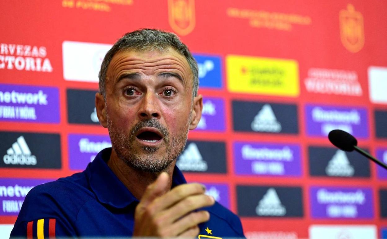 El seleccionador Luis Enrique durante la rueda de prensa de este viernes.