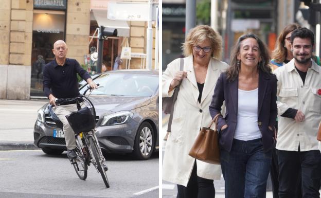 La llegada de los dos candidatos a la sede del PSE en Donostia.