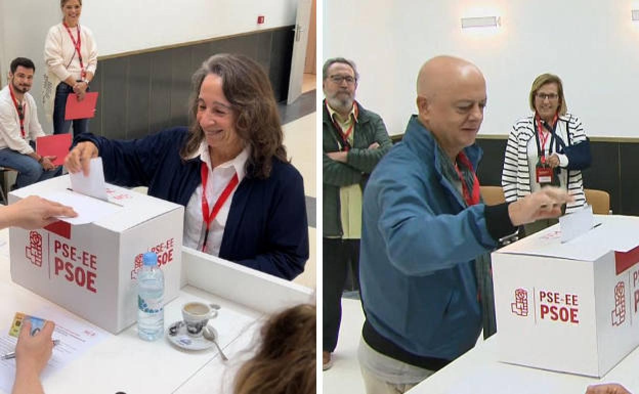 Los candidatos Garmendia y Elorza votan en la calle Prim. 