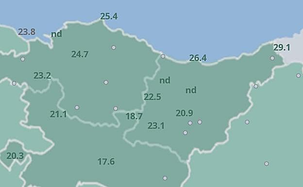 Registros de temperaturas de AEMET a las 8.00 horas.