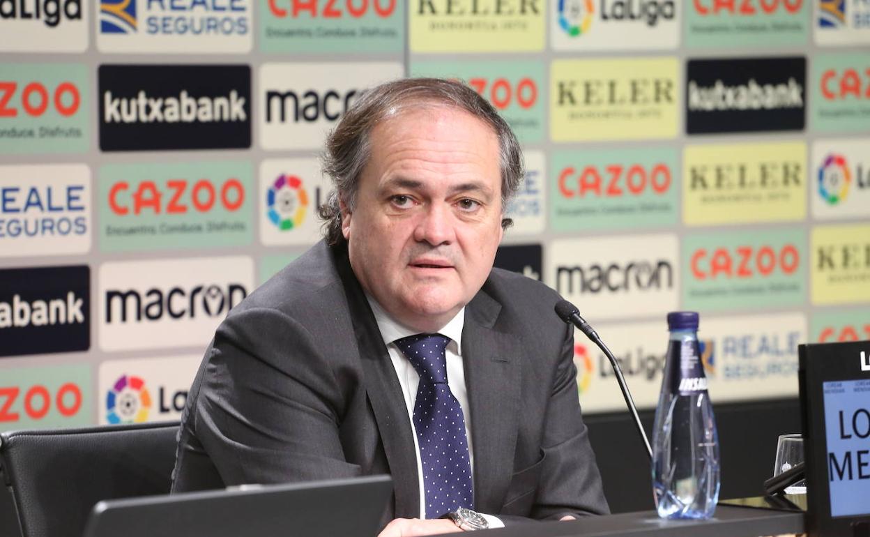 Aperribay, en la rueda de prensa de este viernes. 