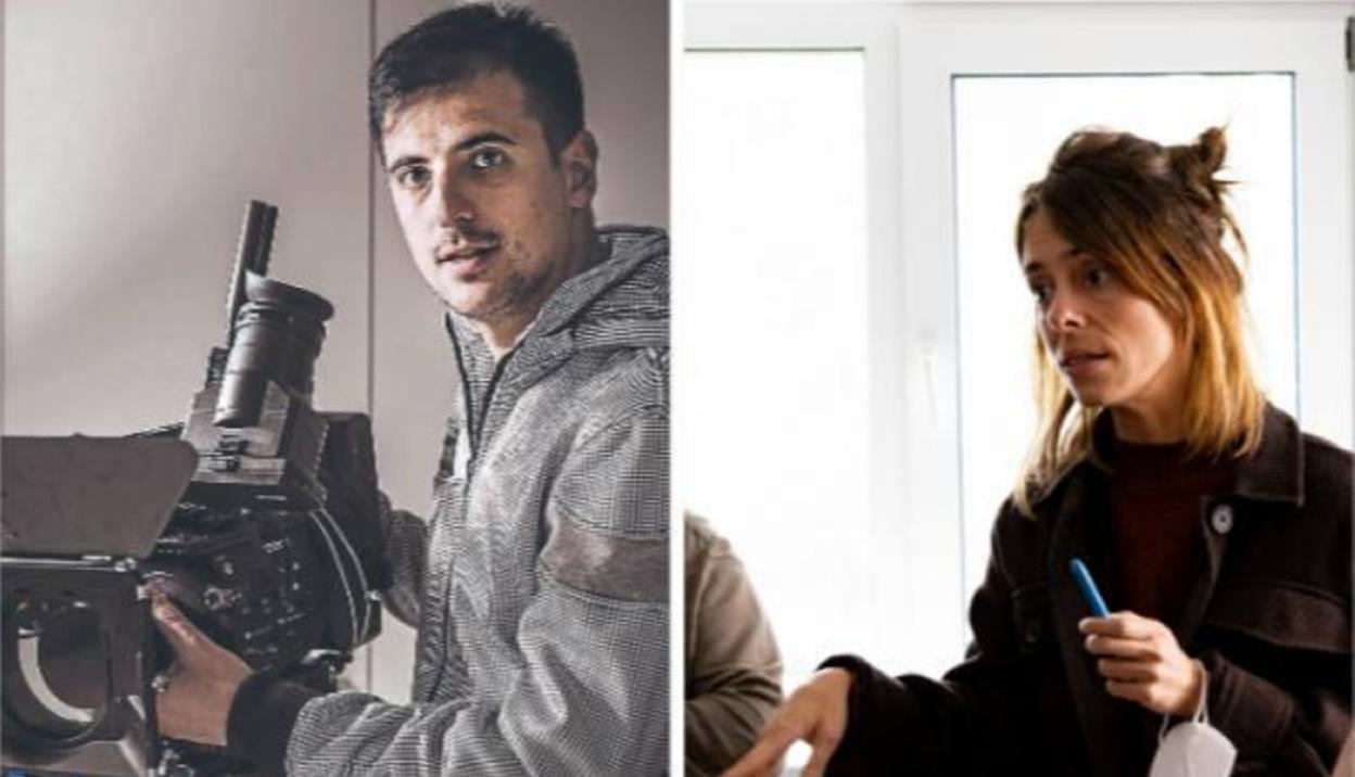 El realizador de 'Au pair', David Pérez Sañudo. A la derecha, Estíbaliz Urresola en el rodaje de 'Cuerdas'. 