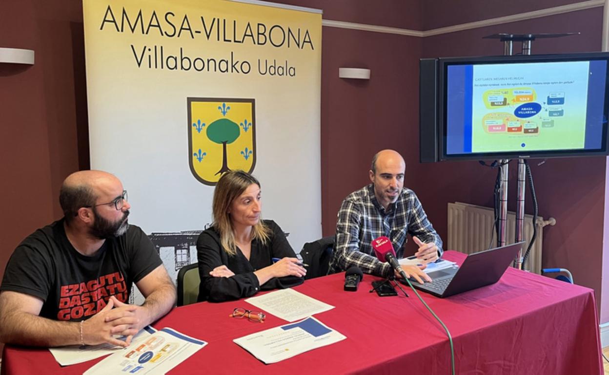 Xabat Laborde, Beatriz Unzue y Gorka Goikoetxea, de Ikertalde, ayer. 