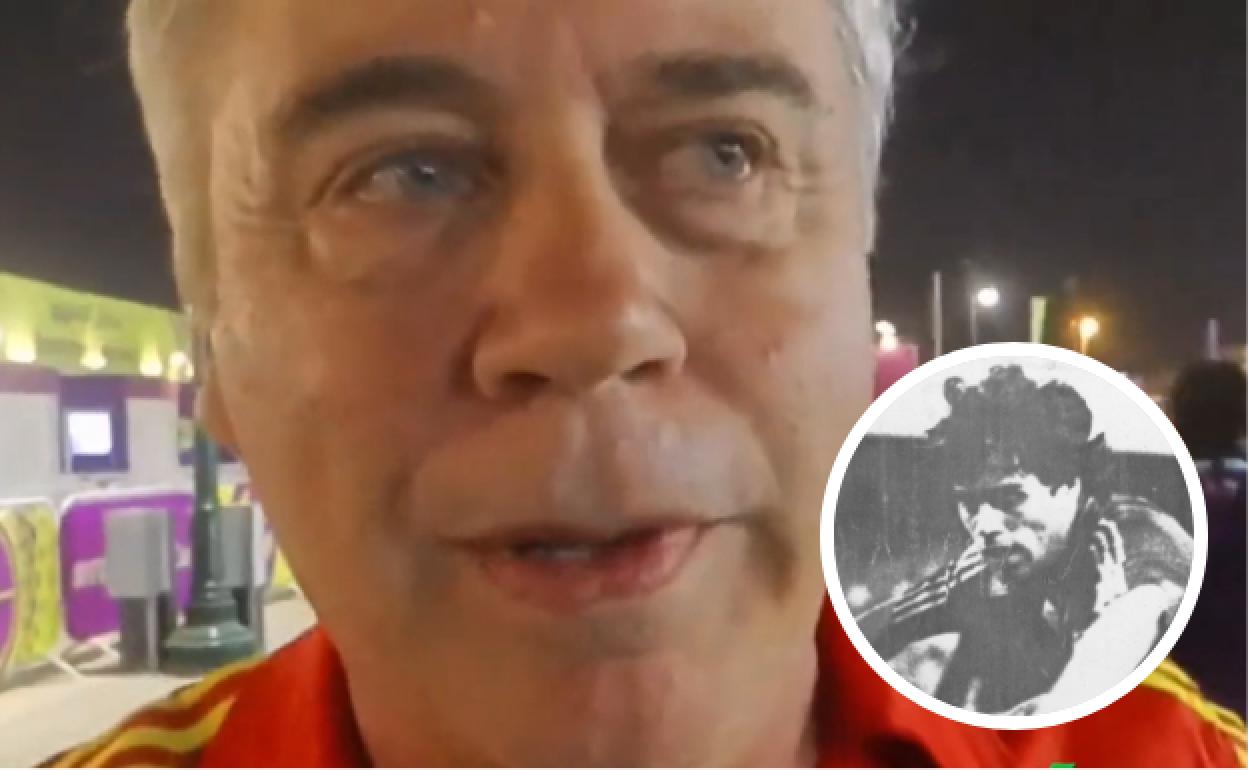 López Ufarte en Doha, para animar a España. En pequeño, él jugando en el Mundial de 1982.