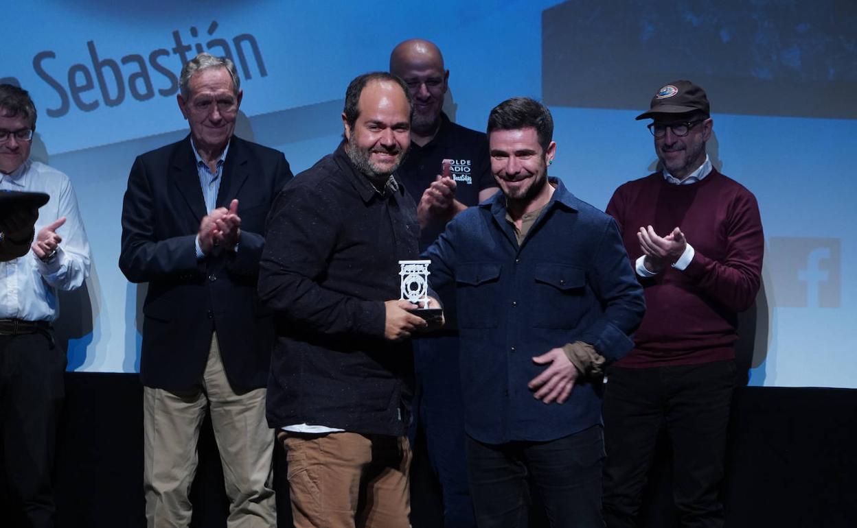 Harkaitz Millán, en la entrega de premios del Ciclo de Cine Submarino este sábado, en que ha sido su último acto como diputado de Cultura.