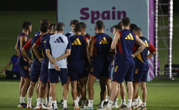 La selección española durante su último entrenamiento