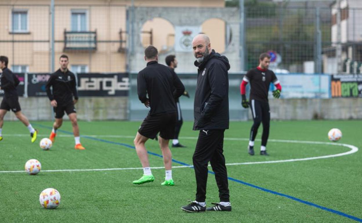 Dabid Movilla en el entrenamiento de este lunes 