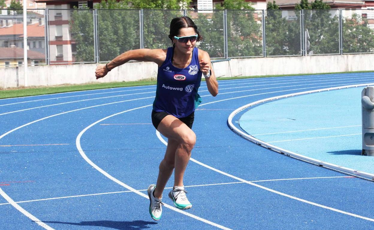 Iraia Mendia, en un entrenamiento en Ordizia.