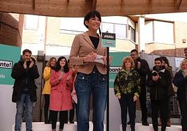 Maddalen Iriarte en el acto de esta mañana en Errenteria.