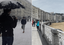 Imagen de caos circulatorio que se generó a primera hora de la mañana en la cuesta de Aldapeta