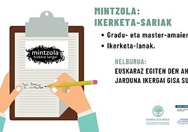 Mintzola ikerketa-sarien bigarren deialdia egin du Euskaltzaindiak.