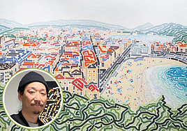 Yoon Hyup y su cuadro sobre San Sebastián, difundido por el servicio WeTransfer.