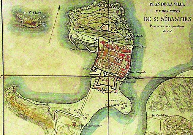 Mapa que el ejército francés utilizó para organizar el sitio de la ciudad en abril de 1823.