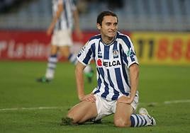 Andrija Delibasic en uno de los partidos que disputó con la Real Sociedad en Anoeta.