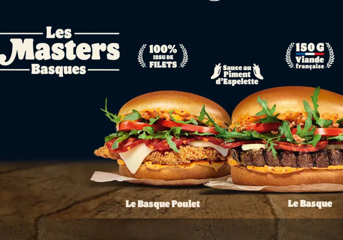 Cartel de Burguer King con las hamburguesas vascas.