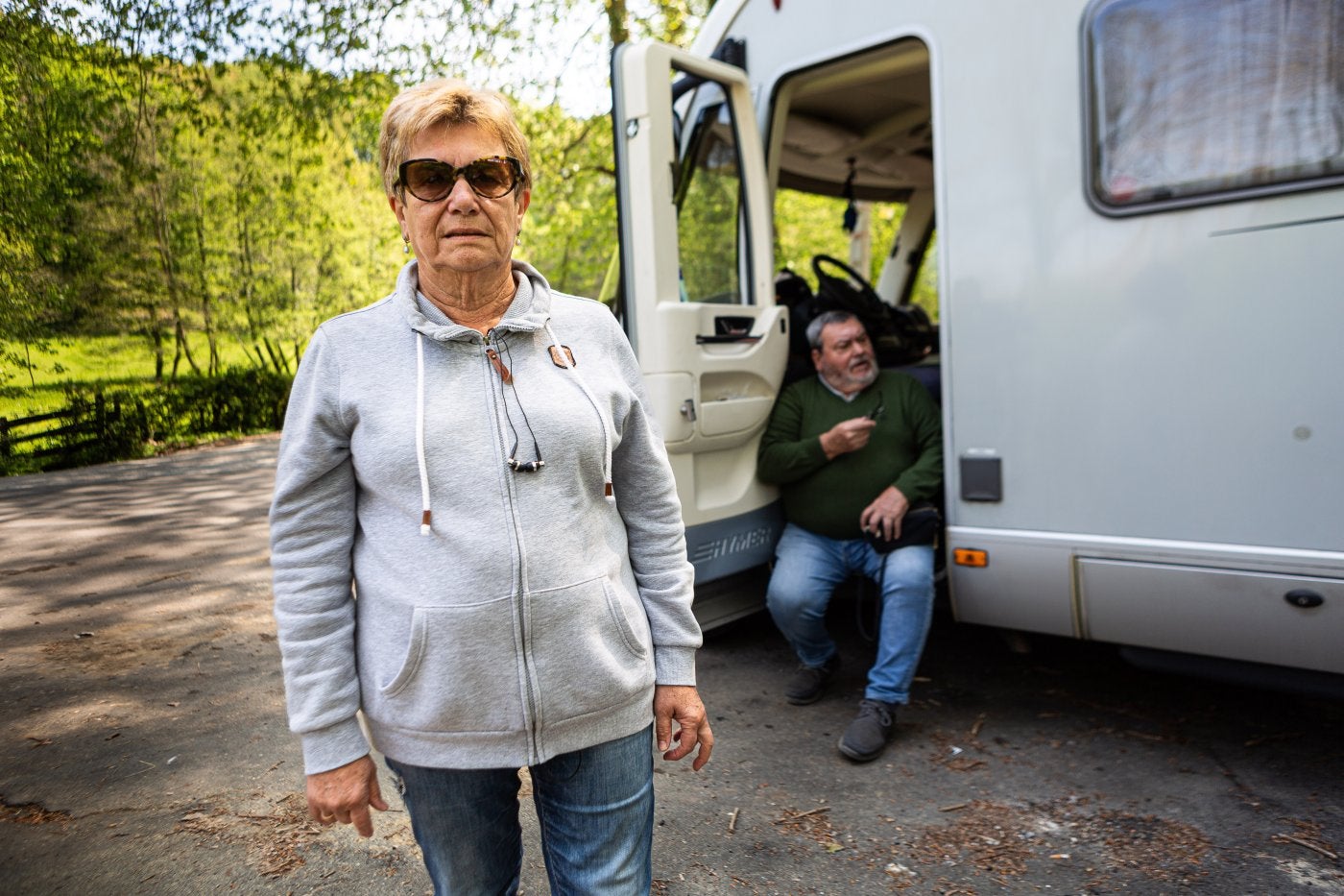 Esta vecina de Irun espera para poder aparcar su autocaravana.
