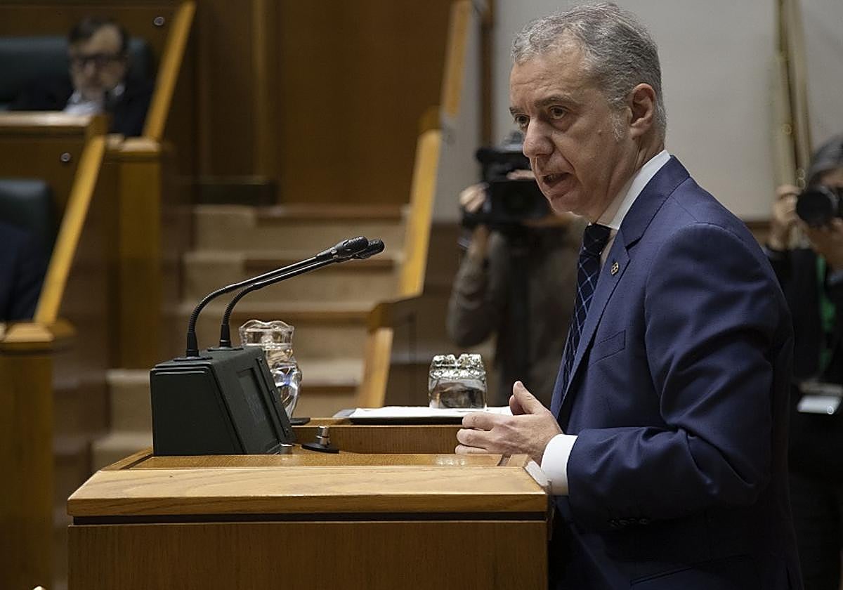 El lehendakari Iñigo Urkullu en el Parlamento Vasco.