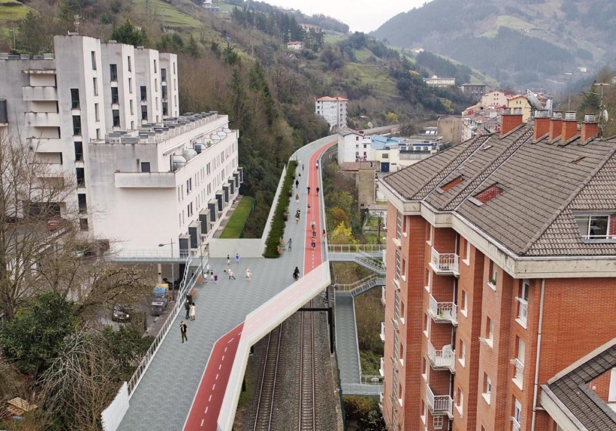 Fotomontaje de las zonas por las que transcurre el paseo que se construye entre la Estación y Azitain.