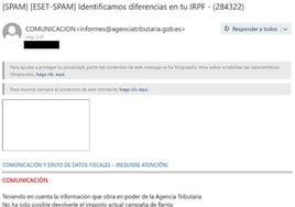 Mails fraudulentos enviados a los usuarios con motivo de la declaración de la Renta.