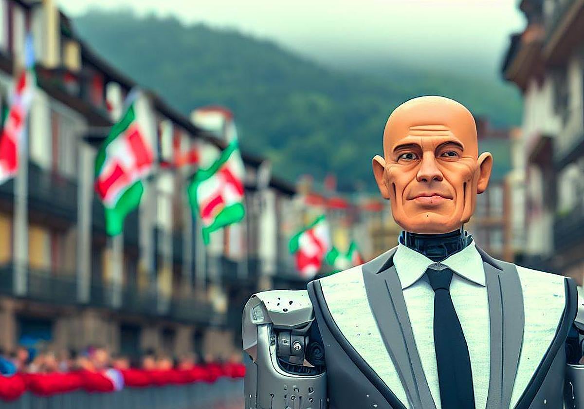 Imagen creada por IA de Microsoft que representa a un robot como lehendakari.